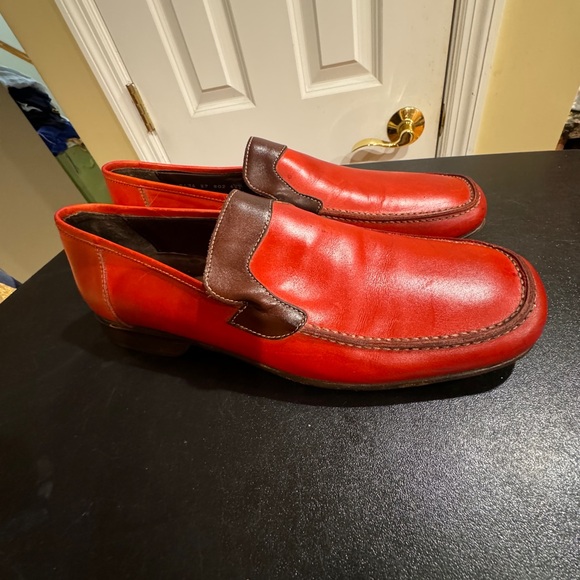 Exquisite red leather size 42.5 /US 9.5 men’s leather loafers slipons made italy main image 7